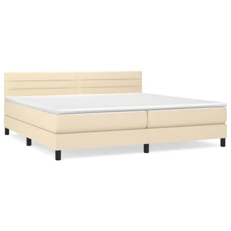 Sommier à lattes de lit avec matelas Crème 200x200 cm Tissu