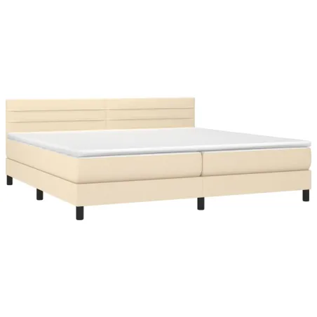 Sommier à lattes de lit avec matelas Crème 200x200 cm Tissu