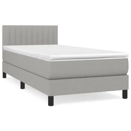Sommier à lattes de lit avec matelas Gris clair 90x200 cm Tissu 2