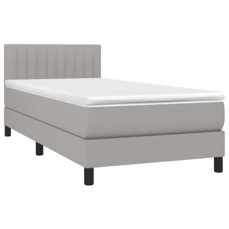 Sommier à lattes de lit avec matelas Gris clair 90x200 cm Tissu