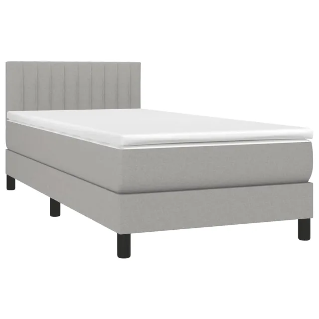 Sommier à lattes de lit avec matelas Gris clair 100x200cm Tissu