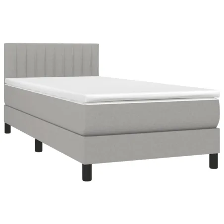 Sommier à lattes de lit avec matelas Gris clair 100x200cm Tissu