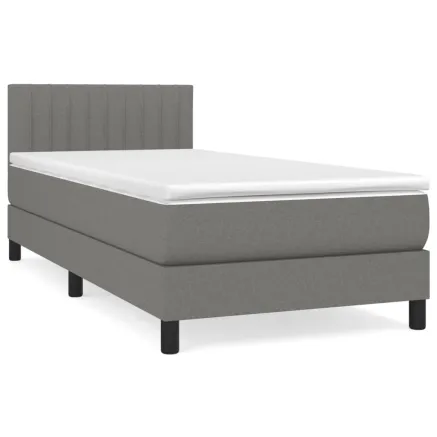 Sommier à lattes de lit avec matelas Gris foncé 100x200cm Tissu 2
