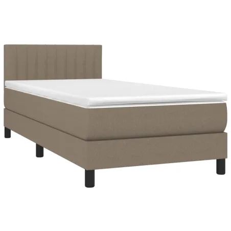 Sommier à lattes de lit avec matelas Taupe 100x200 cm Tissu