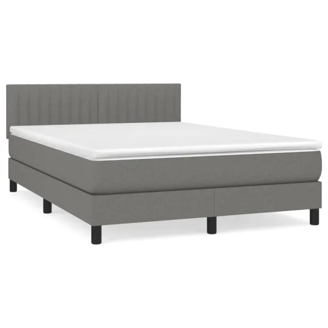 Sommier à lattes de lit avec matelas Gris foncé 140x190cm Tissu