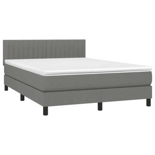 Sommier à lattes de lit avec matelas Gris foncé 140x190cm Tissu