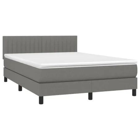 Sommier à lattes de lit avec matelas Gris foncé 140x190cm Tissu