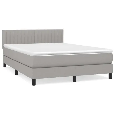 Sommier à lattes de lit avec matelas Gris clair 140x200cm Tissu