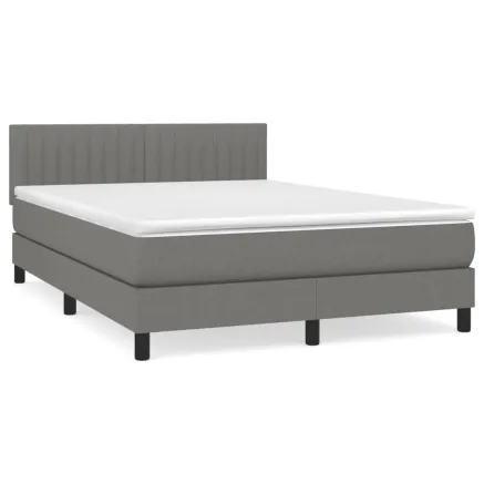 Sommier à lattes de lit avec matelas Gris foncé 140x200cm Tissu 2