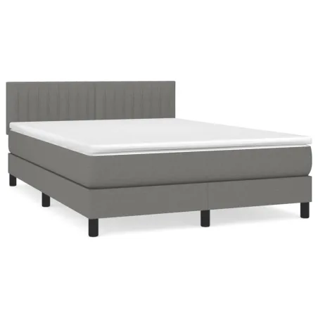 Sommier à lattes de lit avec matelas Gris foncé 140x200cm Tissu