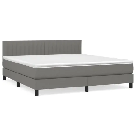 Sommier à lattes de lit avec matelas Gris foncé 160x200cm Tissu 2