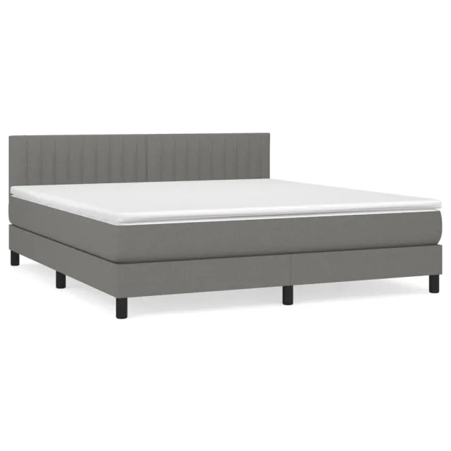 Sommier à lattes de lit avec matelas Gris foncé 180x200cm Tissu
