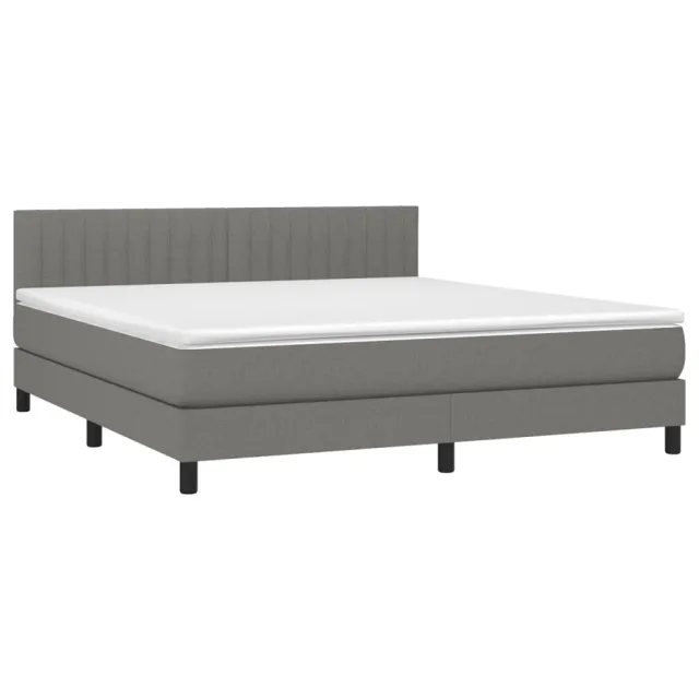 Sommier à lattes de lit avec matelas Gris foncé 180x200cm Tissu