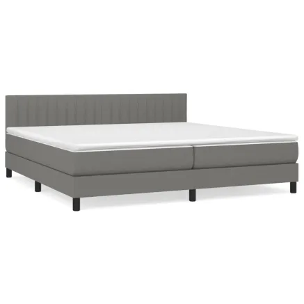 Sommier à lattes de lit avec matelas Gris foncé 200x200cm Tissu 2