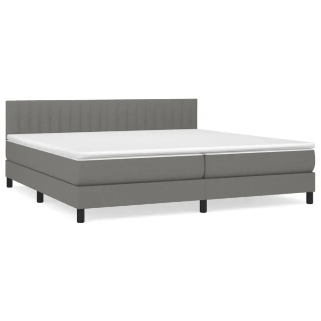 Sommier à lattes de lit avec matelas Gris foncé 200x200cm Tissu