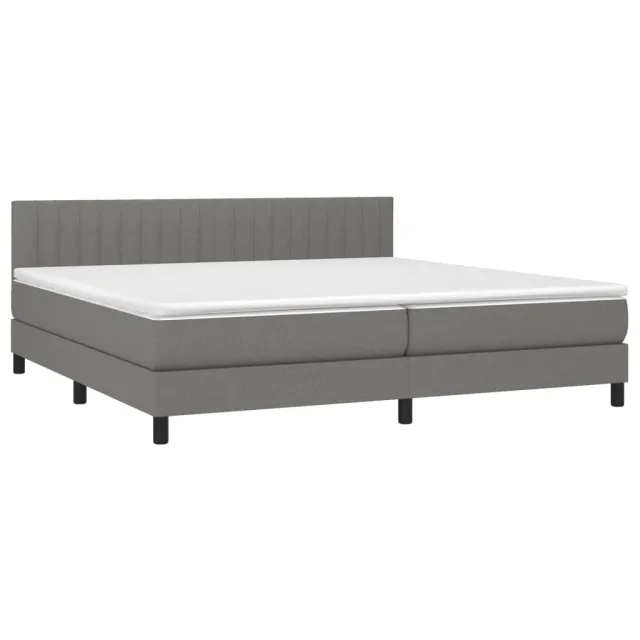Sommier à lattes de lit avec matelas Gris foncé 200x200cm Tissu