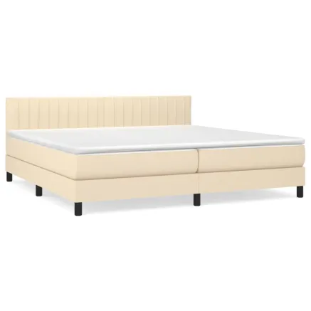 Sommier à lattes de lit avec matelas Crème 200x200 cm Tissu 2