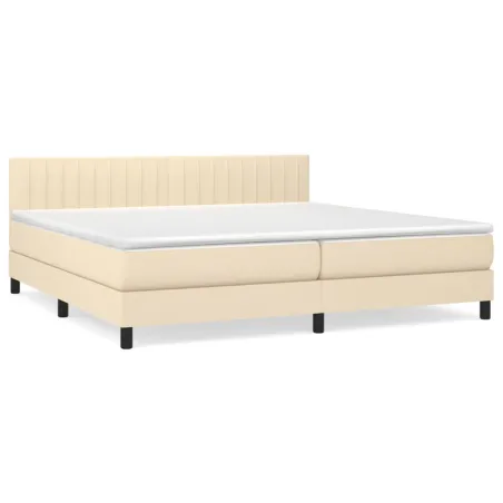 Sommier à lattes de lit avec matelas Crème 200x200 cm Tissu