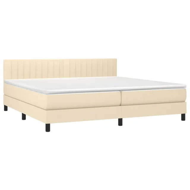 Sommier à lattes de lit avec matelas Crème 200x200 cm Tissu