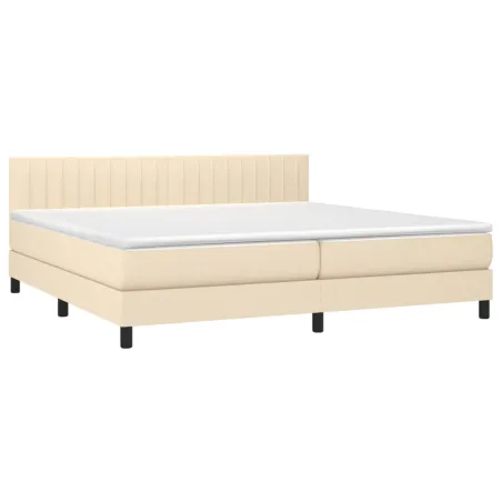Sommier à lattes de lit avec matelas Crème 200x200 cm Tissu