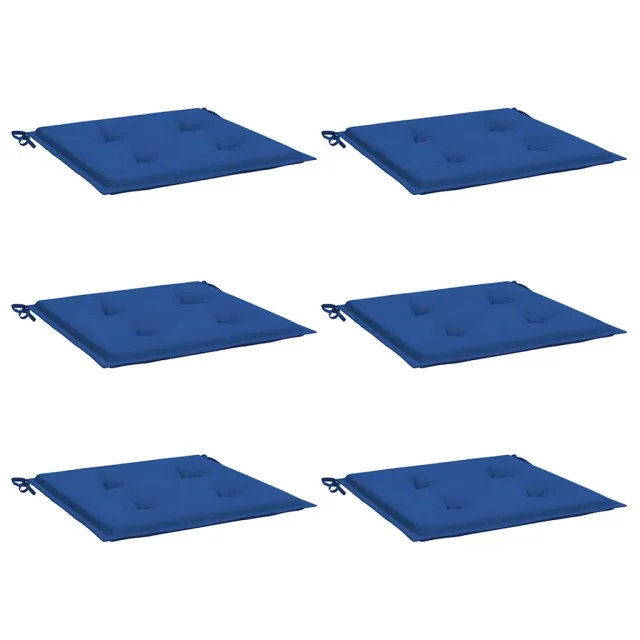 Coussins de chaise de jardin lot de 6 bleu royal 40x40x4 cm