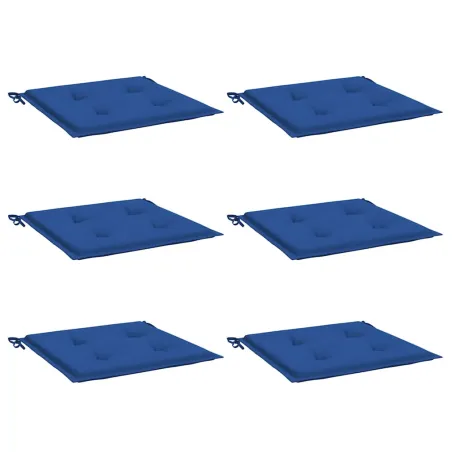 Coussins de chaise de jardin lot de 6 bleu royal 40x40x4 cm