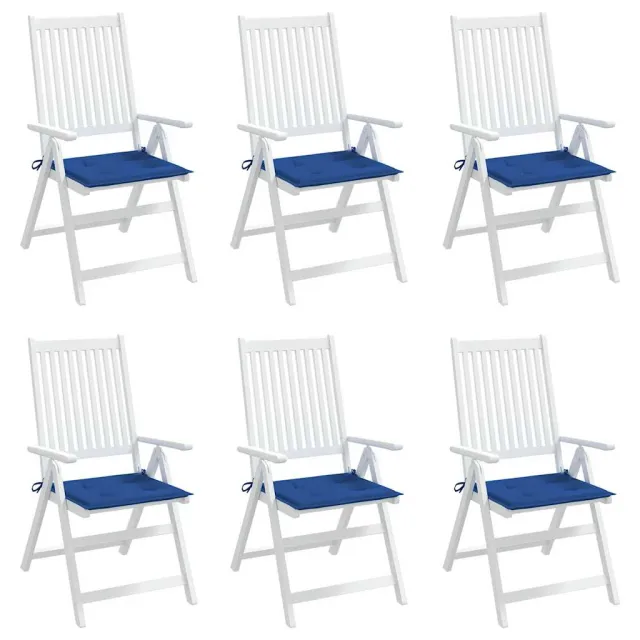 Coussins de chaise de jardin lot de 6 bleu royal 40x40x4 cm