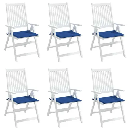 Coussins de chaise de jardin lot de 6 bleu royal 40x40x4 cm