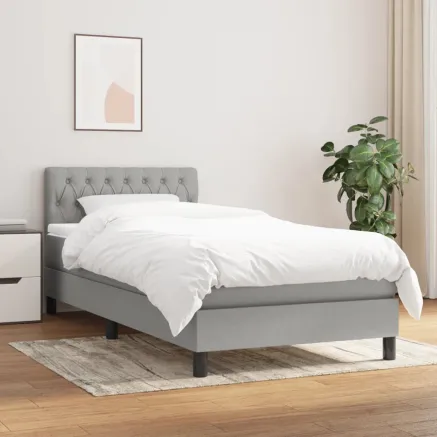 Sommier à lattes de lit avec matelas Gris clair 100x200cm Tissu