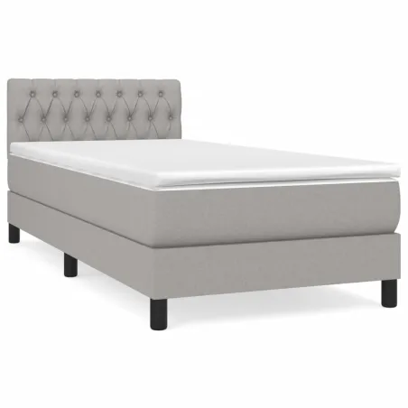 Sommier à lattes de lit avec matelas Gris clair 100x200cm Tissu