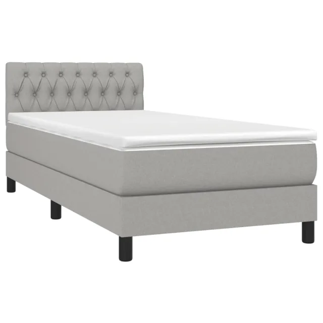 Sommier à lattes de lit avec matelas Gris clair 100x200cm Tissu