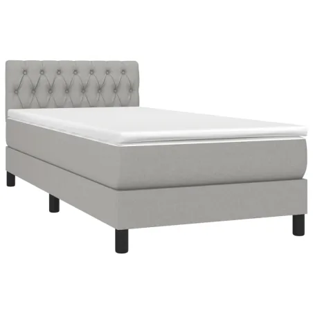 Sommier à lattes de lit avec matelas Gris clair 100x200cm Tissu