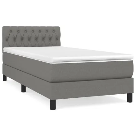 Sommier à lattes de lit avec matelas Gris foncé 100x200cm Tissu 2