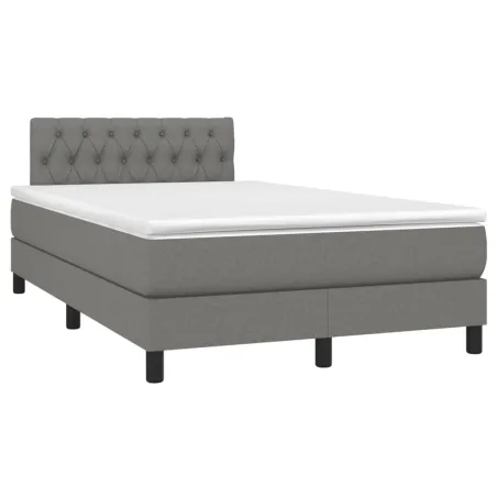 Sommier à lattes de lit avec matelas Gris foncé 120x200cm Tissu