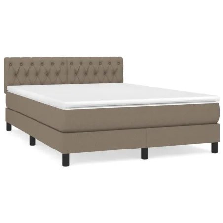 Sommier à lattes de lit avec matelas Taupe 140x190 cm Tissu