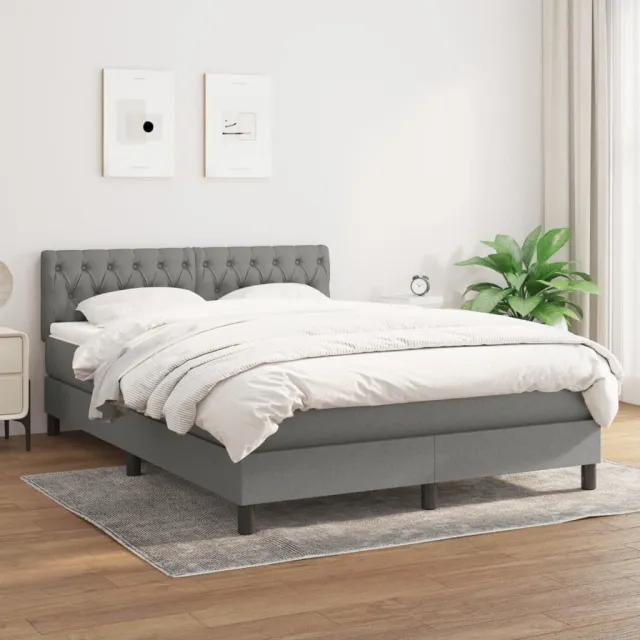 Sommier à lattes de lit avec matelas Gris foncé 140x200cm Tissu