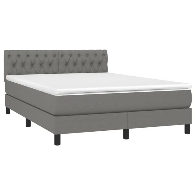 Sommier à lattes de lit avec matelas Gris foncé 140x200cm Tissu