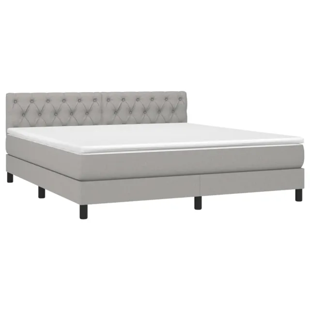 Sommier à lattes de lit avec matelas Gris clair 160x200cm Tissu