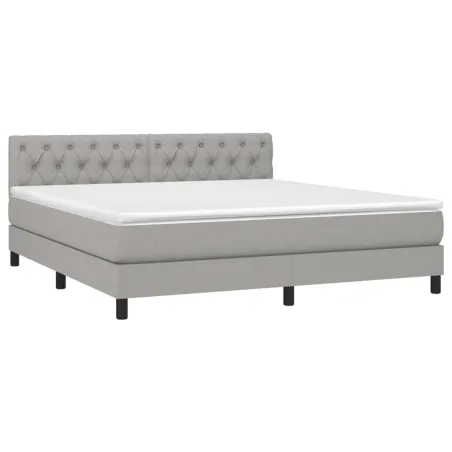 Sommier à lattes de lit avec matelas Gris clair 160x200cm Tissu