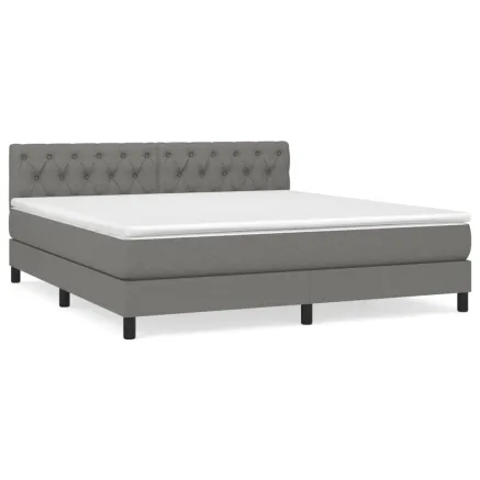 Sommier à lattes de lit avec matelas Gris foncé 160x200cm Tissu 2