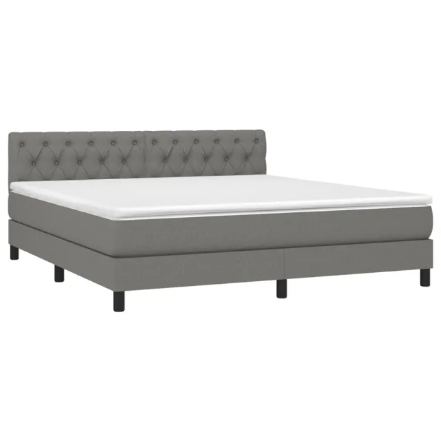 Sommier à lattes de lit avec matelas Gris foncé 160x200cm Tissu
