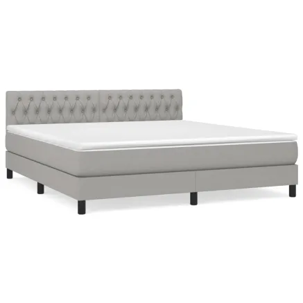 Sommier à lattes de lit avec matelas Gris clair 180x200cm Tissu 2