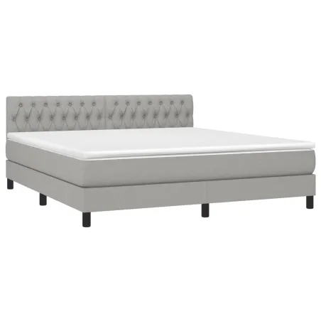 Sommier à lattes de lit avec matelas Gris clair 180x200cm Tissu