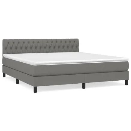 Sommier à lattes de lit avec matelas Gris foncé 180x200cm Tissu 2