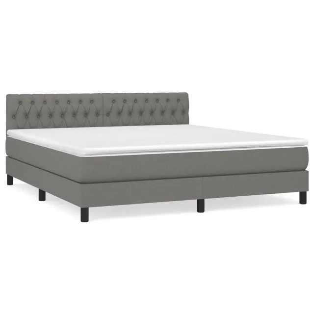 Sommier à lattes de lit avec matelas Gris foncé 180x200cm Tissu