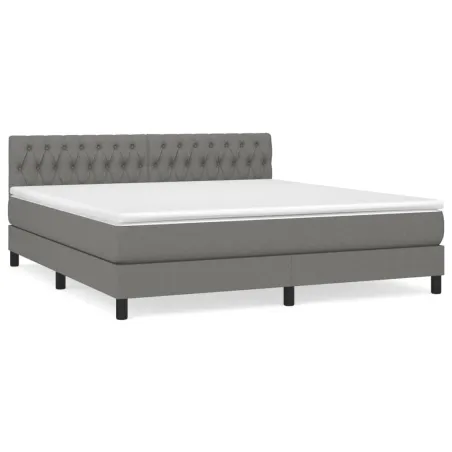 Sommier à lattes de lit avec matelas Gris foncé 180x200cm Tissu