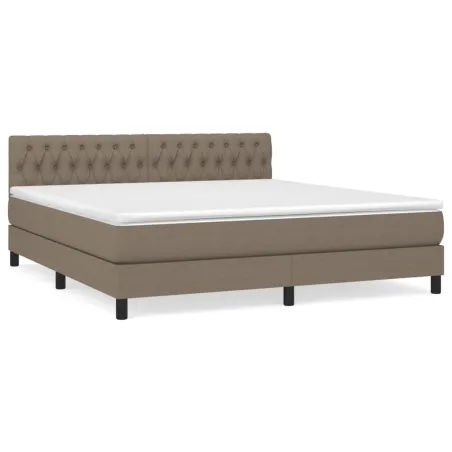 Sommier à lattes de lit avec matelas Taupe 180x200 cm Tissu