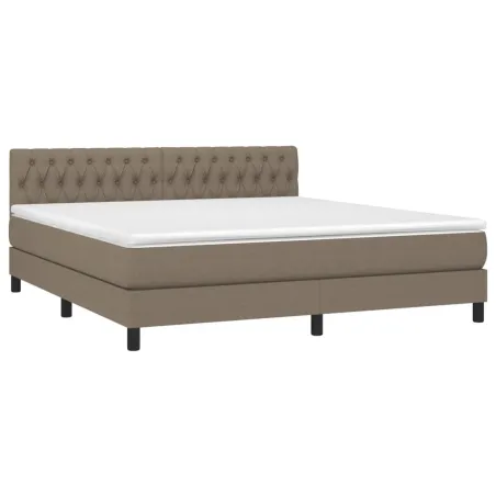 Sommier à lattes de lit avec matelas Taupe 180x200 cm Tissu