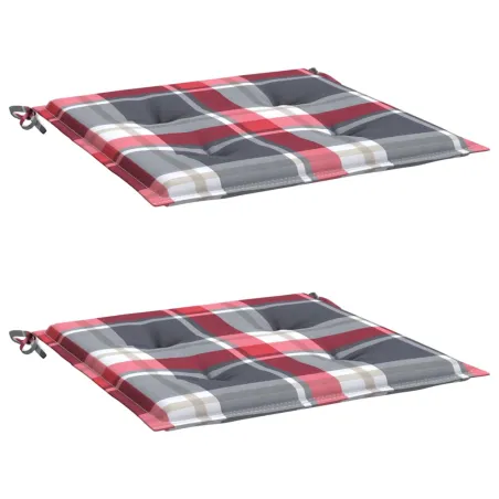 Coussins de chaise de jardin lot de 2 carreaux rouges 40x40x4cm