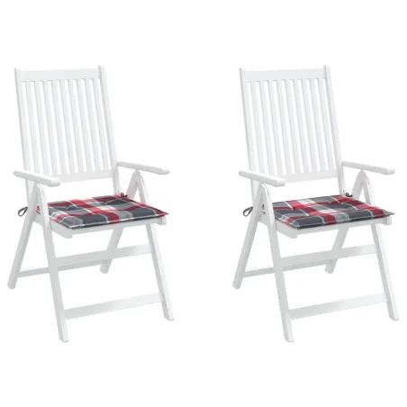Coussins de chaise de jardin lot de 2 carreaux rouges 40x40x4cm